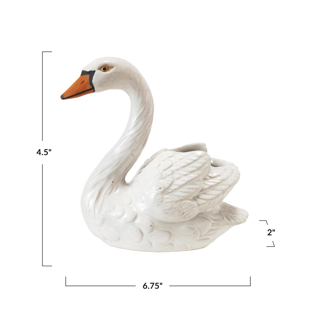 Lovely Stoneware Swan Toothpick Holder