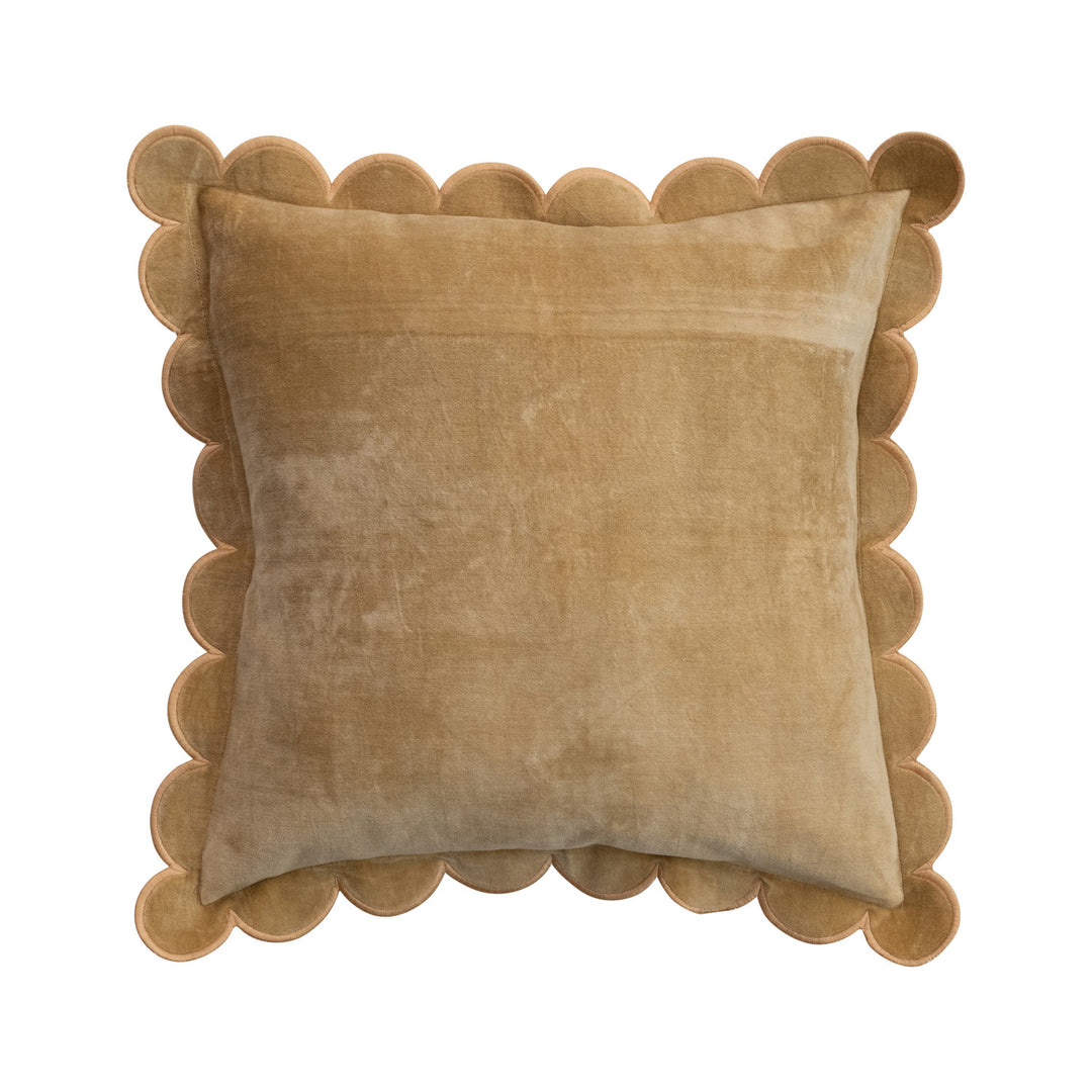 Scalloped Mustard Velvet Pillow