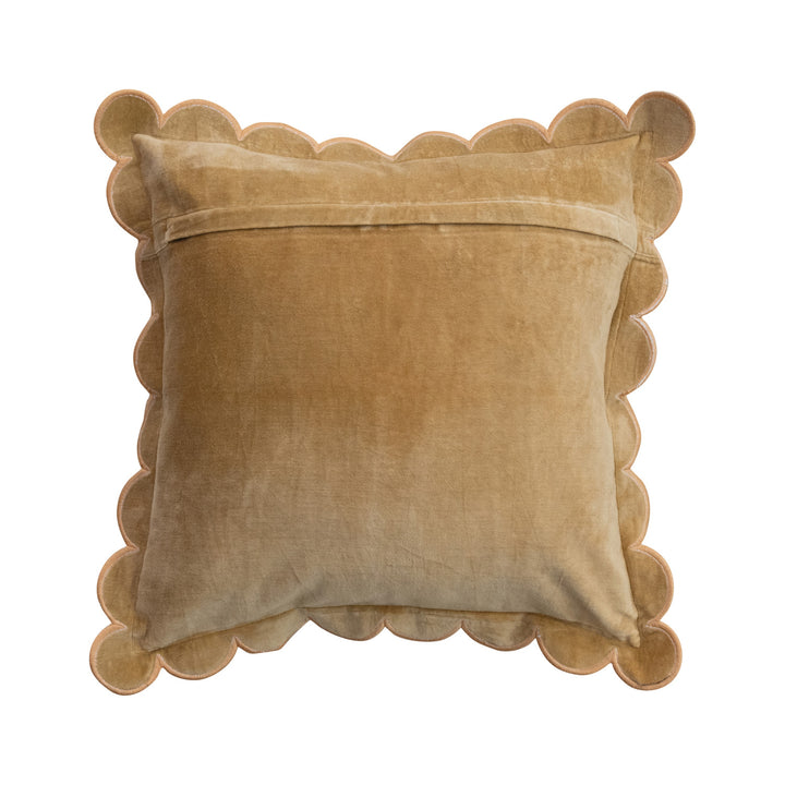 Scalloped Mustard Velvet Pillow