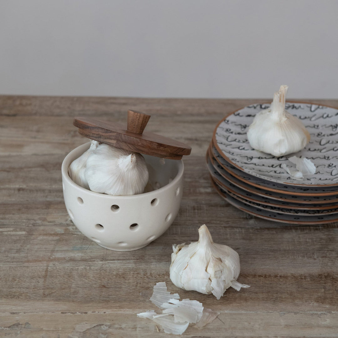 Stoneware Garlic & Onion Keeper