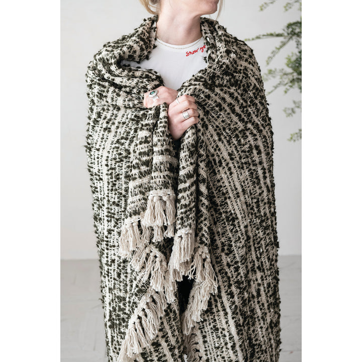 Woven Textured Fringed Throw
