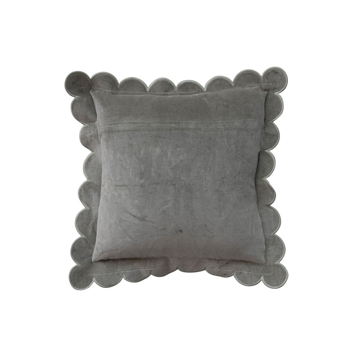 Green Gray Velvet Scalloped Pillow