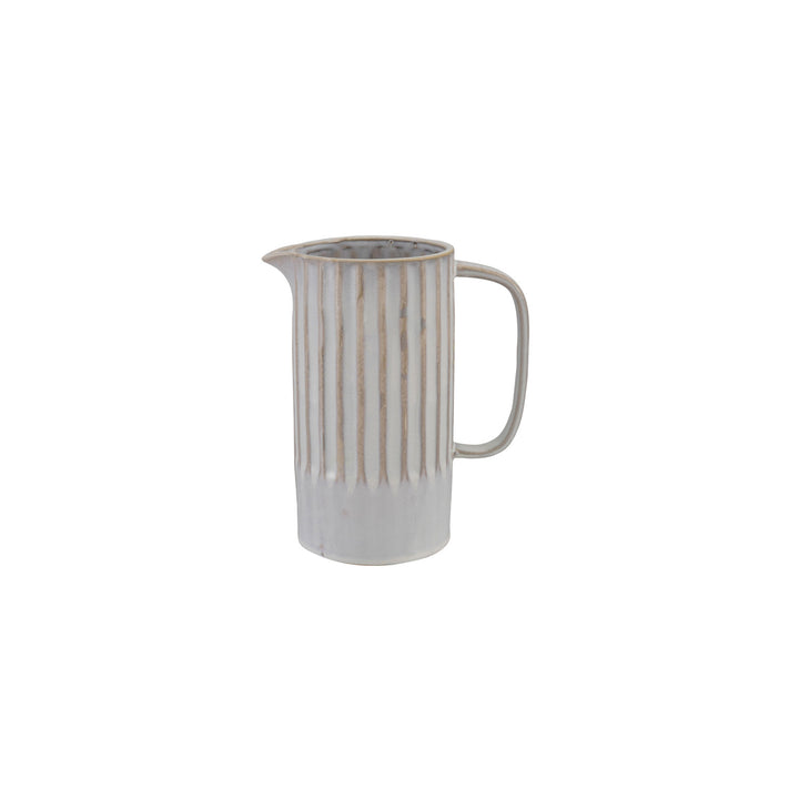 White Ribbed Stoneware Pitcher