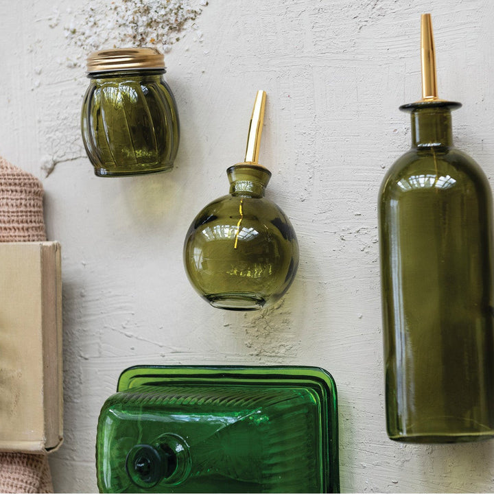 Olive Glass Bitters Bottle