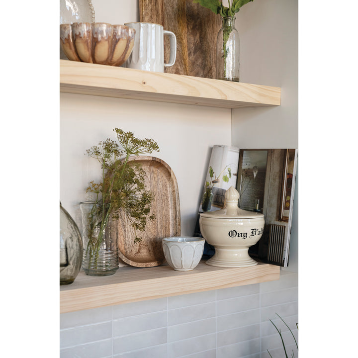 White Ribbed Stoneware Bowl