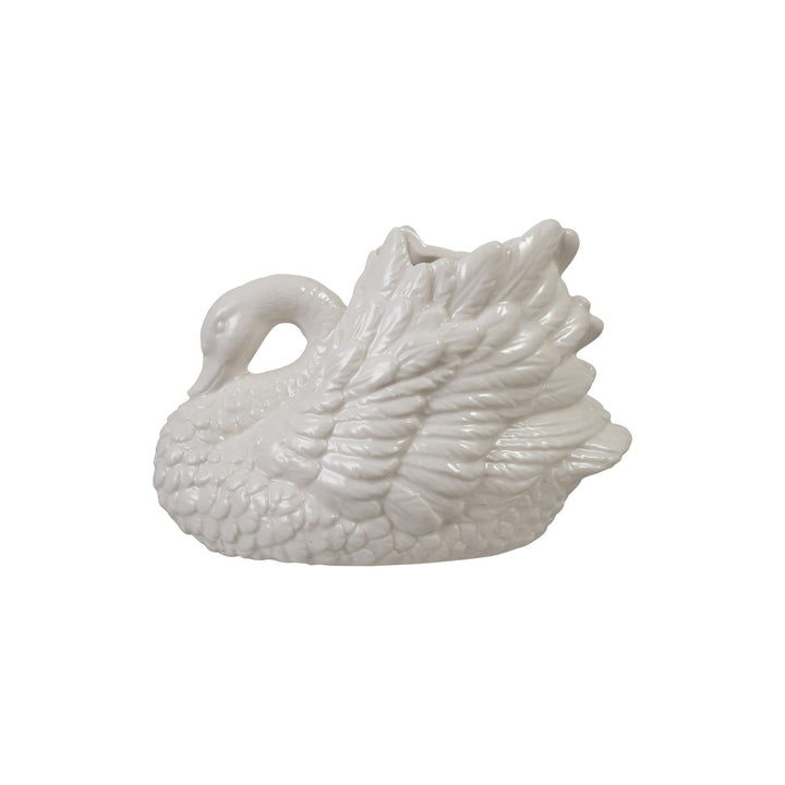 White Stoneware Swan Vase