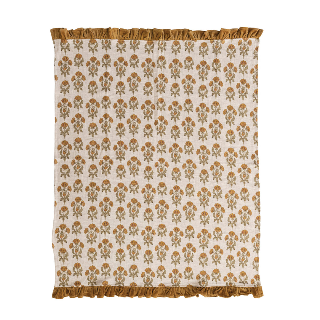 Vienna Floral Velvet Ruffled Throw