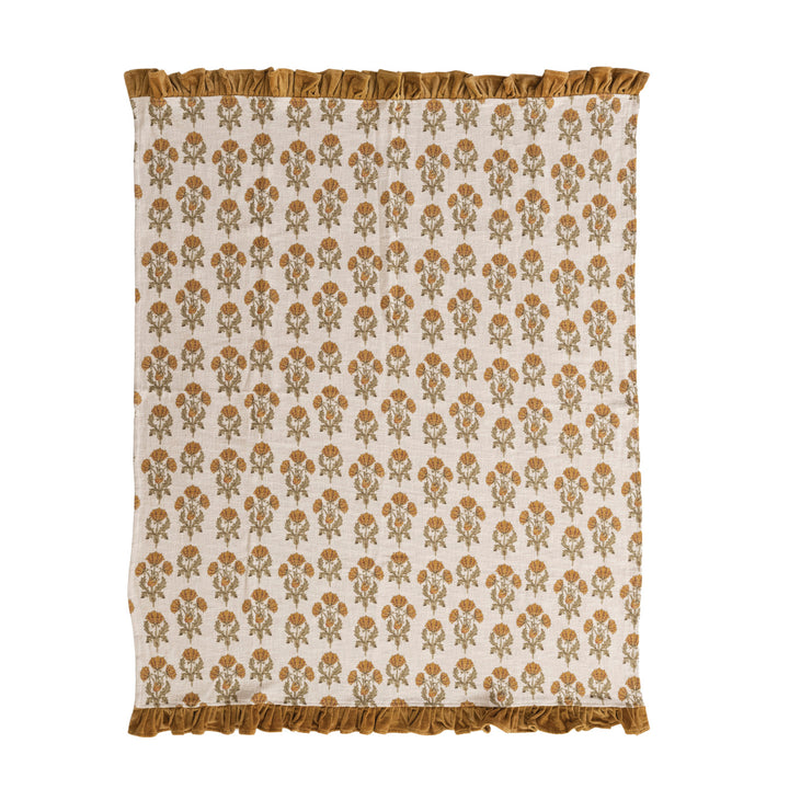 Vienna Floral Velvet Ruffled Throw
