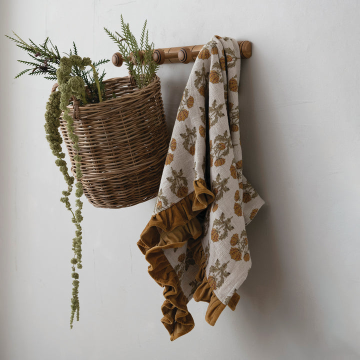Vienna Floral Velvet Ruffled Throw