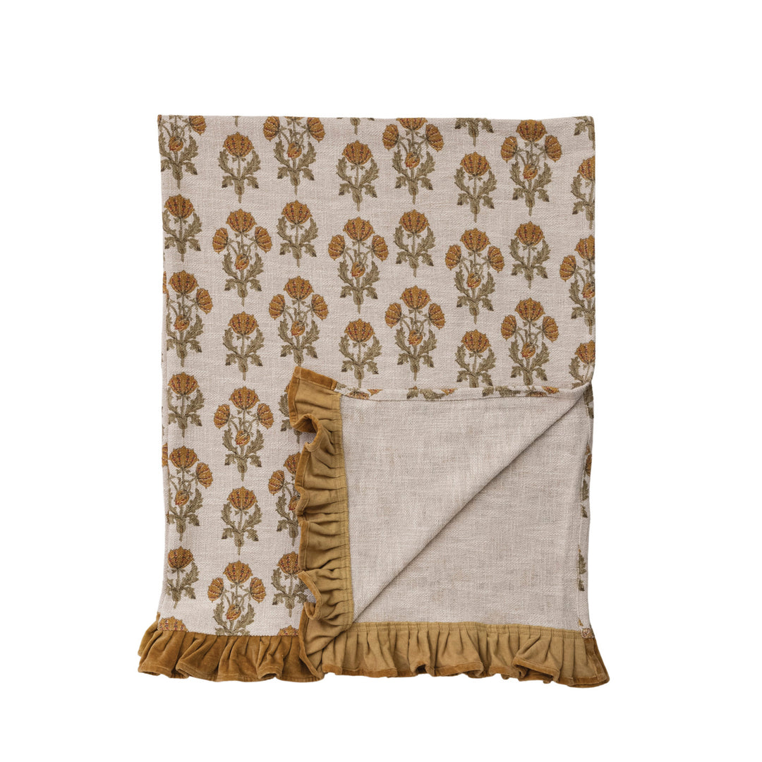 Vienna Floral Velvet Ruffled Throw