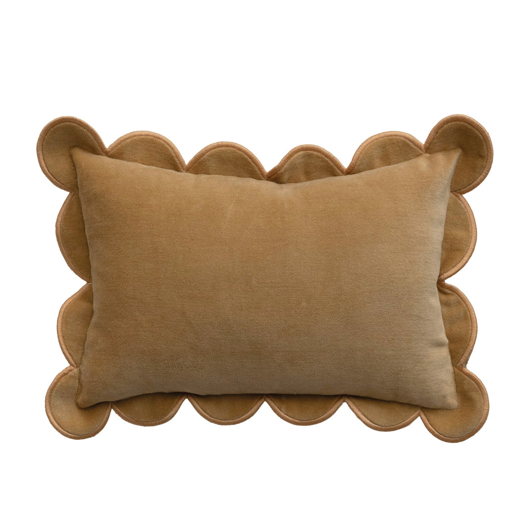 Scalloped Mustard Velvet Pillow