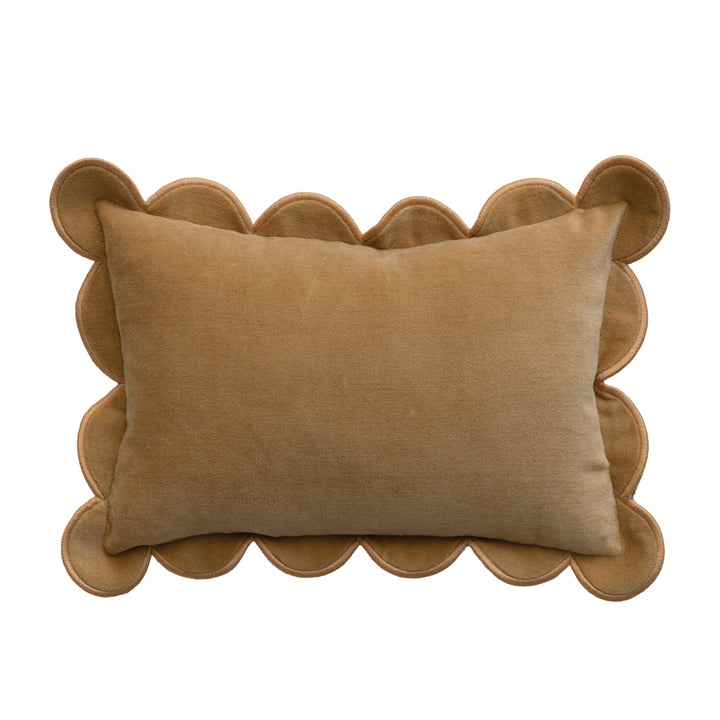 Scalloped Mustard Velvet Pillow