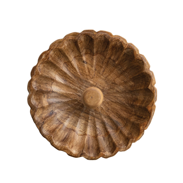 Scallop Carved Wooden Tier Bowl