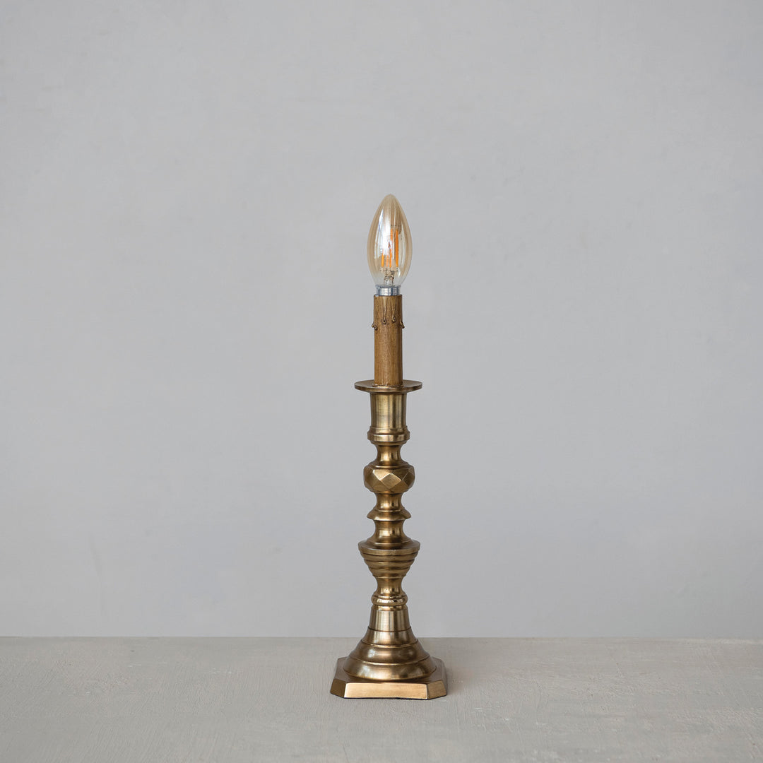 Antique Brass Candlestick Table Lamp