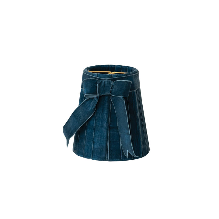 Velvet Bow Pleated Clip On Lampshade