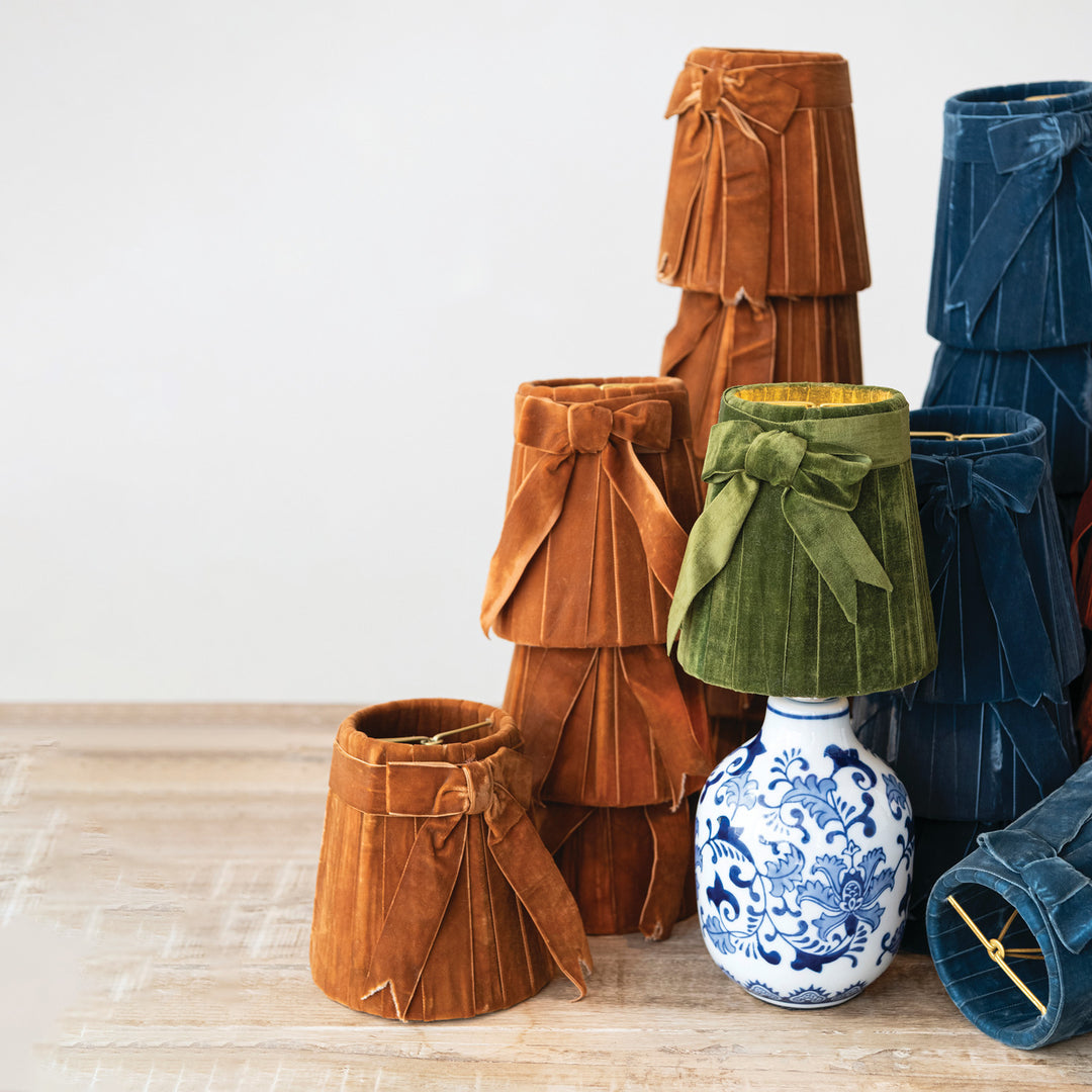 Velvet Bow Pleated Clip On Lampshade