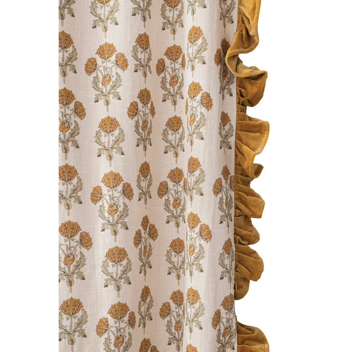 Vienna Floral Velvet Ruffle Curtain Panels