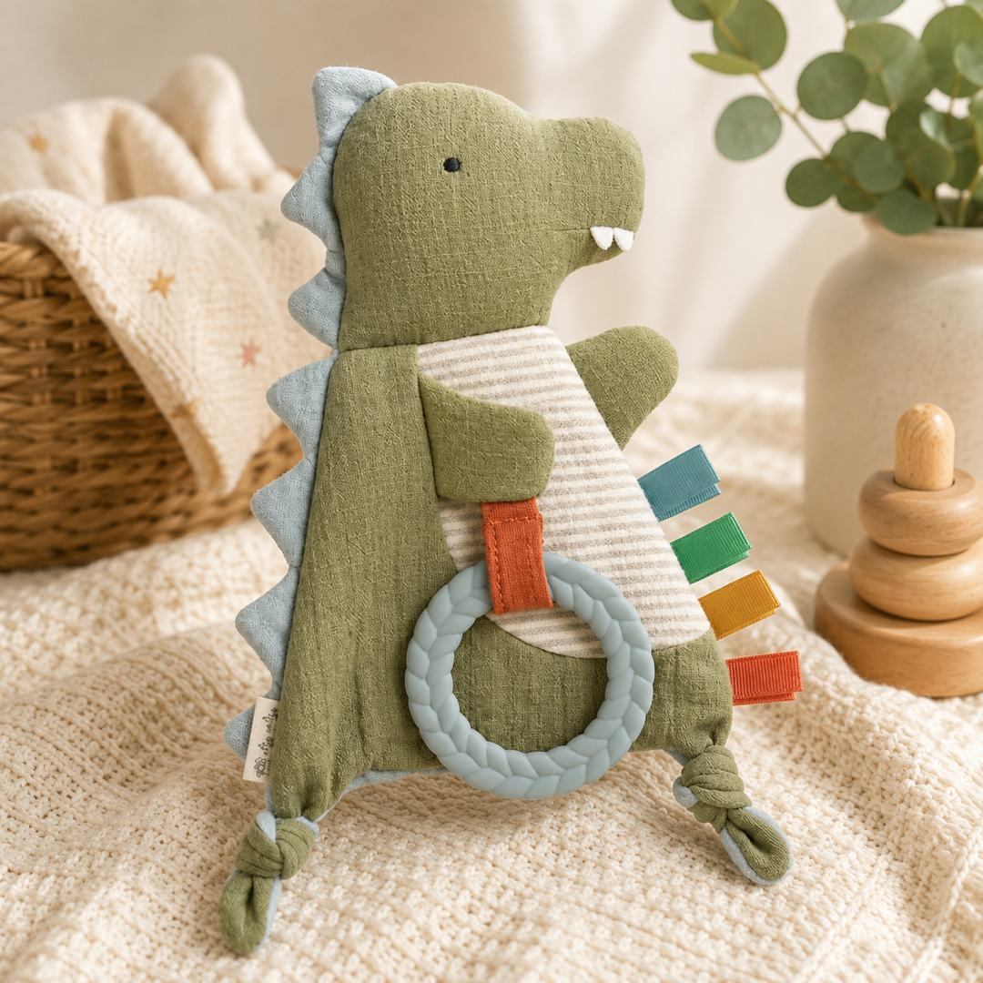 Dino Bitzy Crinkle Sensory Toy w/Teether