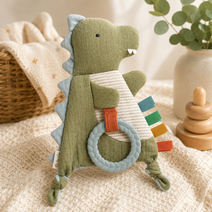 Dino Bitzy Crinkle Sensory Toy w/Teether