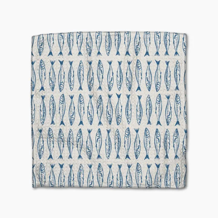 Geometry Sardine Check Blue Dishcloth Set