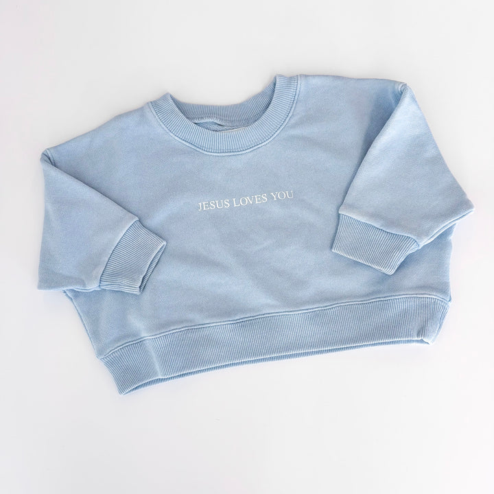 Jesus Loves You Sweatshirt in Vintage Blue