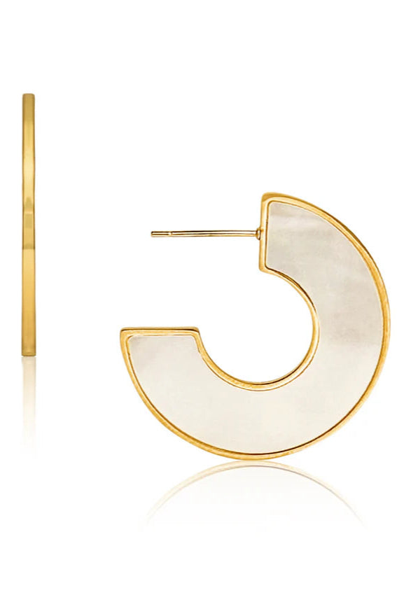Ellie Vail Dua Mother Of Pearl Medium Hoop Earring
