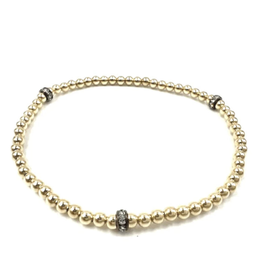 14k Gold Filled Glitter Bead Stretch Bracelet