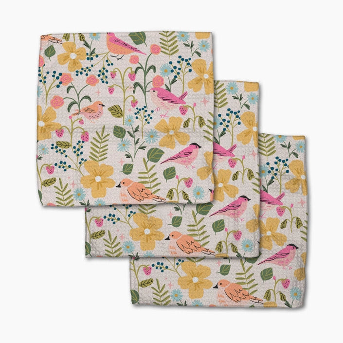 Geometry Summer Songbirds Dishcloth Set