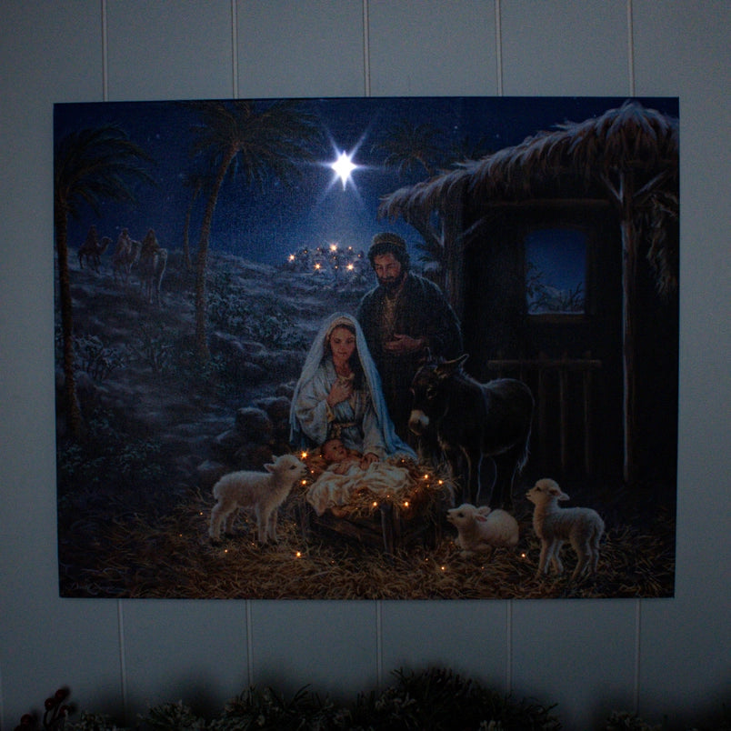 A Savior is Born Lighted Canvas