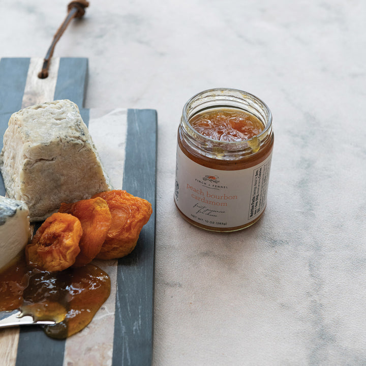 Peach Bourbon Cardamom Fruit Preserves For Cheese