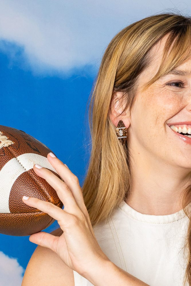 Gameday Luxe Bead Football Post Earring