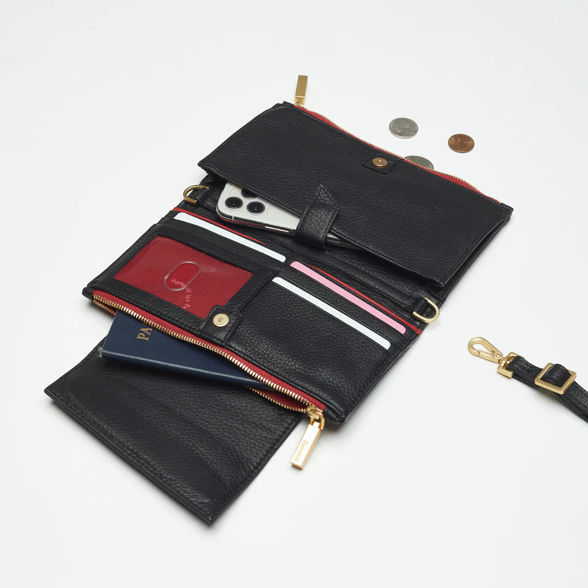 Levy - Black / Brushed Gold Red Zip