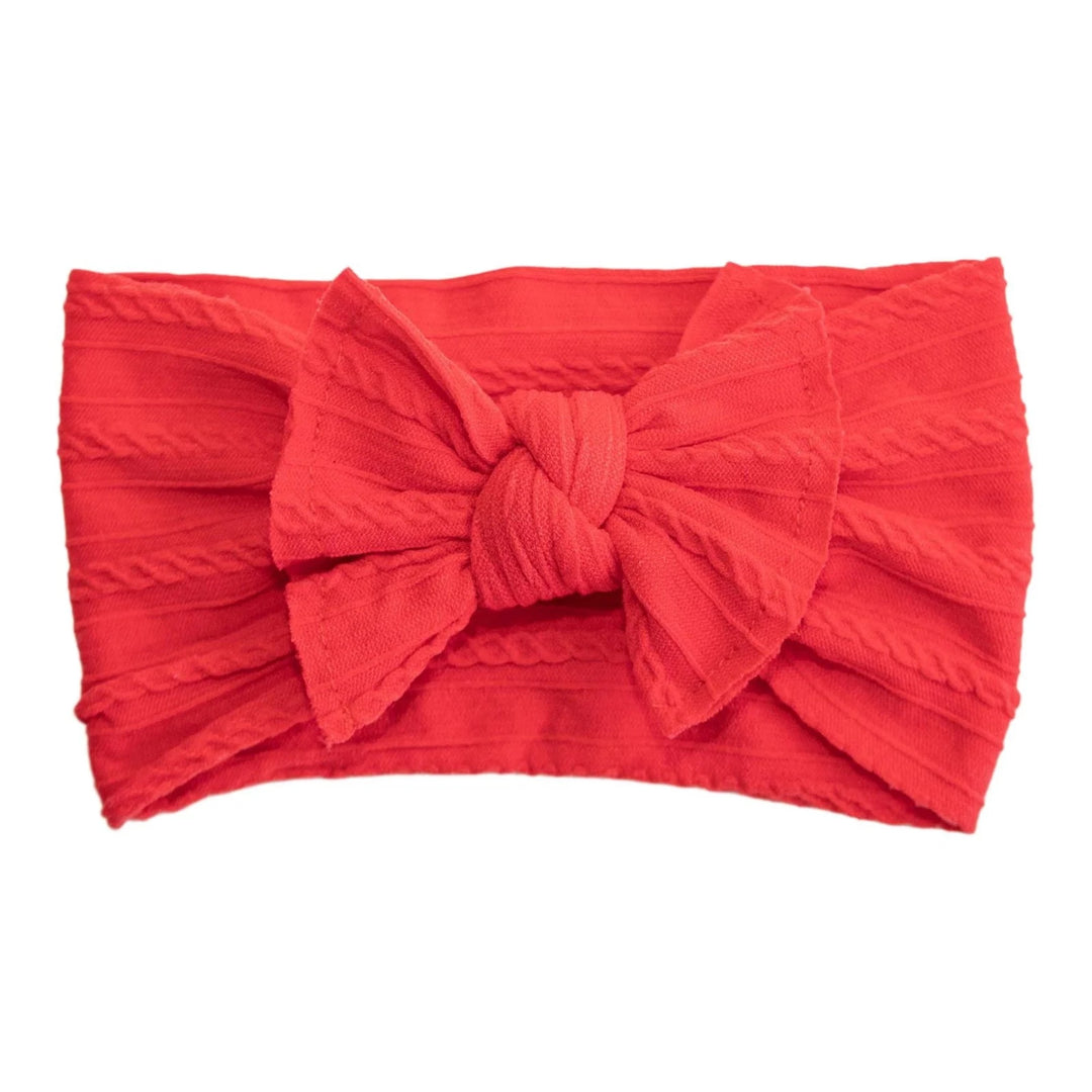 Ladybug Red Cable Knit Headband Bow