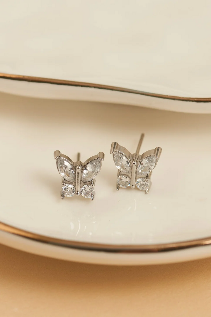 Narelle Waterproof Crystal Butterfly Stud Earrings