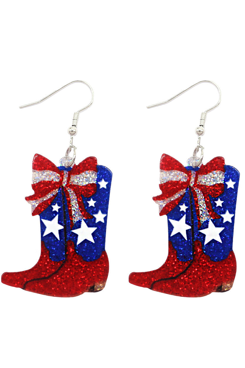 USA Bow Boot Earrings
