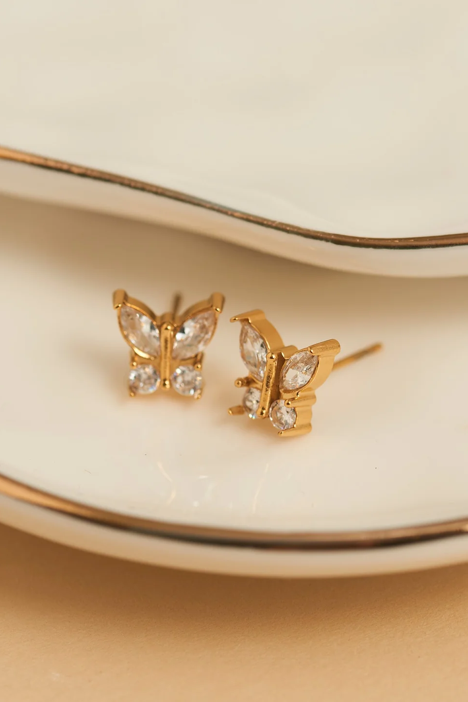 Narelle Waterproof Crystal Butterfly Stud Earrings