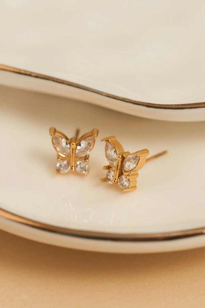 Narelle Waterproof Crystal Butterfly Stud Earrings
