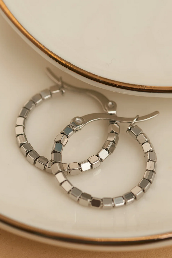 Narelle Waterproof Square Beaded Hoop Earrings