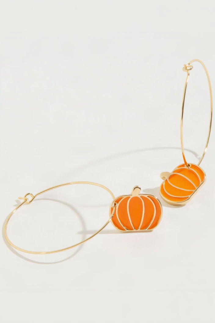 Pumpkin Charm Hoop Earrings