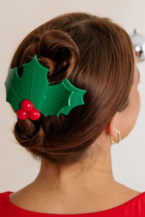 Teleties Holly Leaves Flat Hair Clip