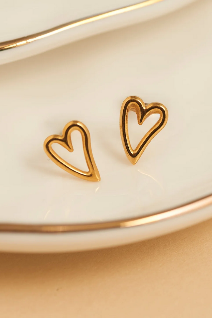 Narelle Waterproof Heart Outline Stud Earrings
