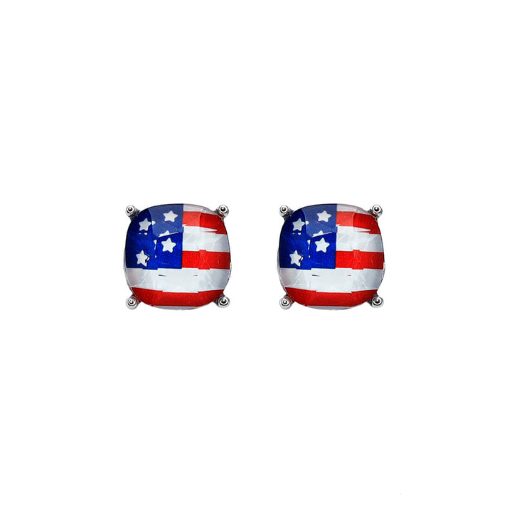 Cushion Cut Flag Earrings
