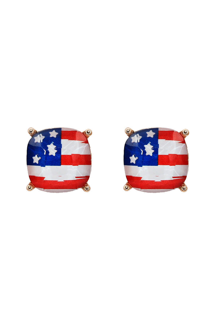 Cushion Cut Flag Earrings