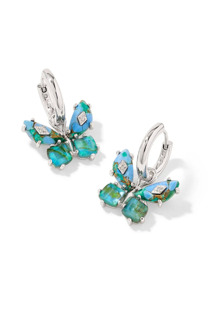 Kendra Scott Bianca Butterfly Silver Huggie Earrings