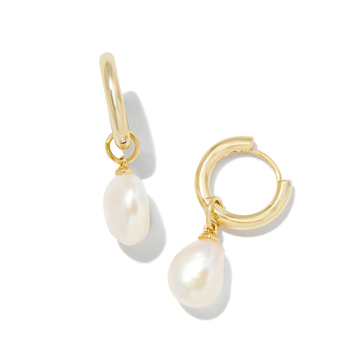 Kendra Scott Willa Gold Pearl Huggie Earrings