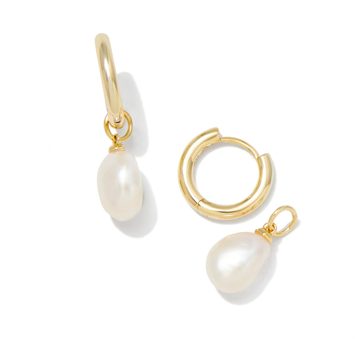 Kendra Scott Willa Gold Pearl Huggie Earrings