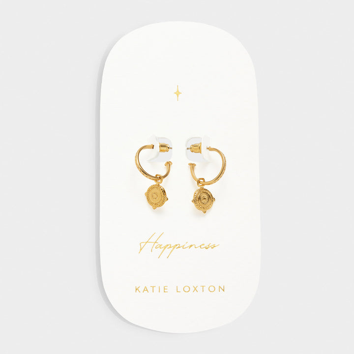 Katie Loxton Happiness Anitque Coin Hoop Earrings