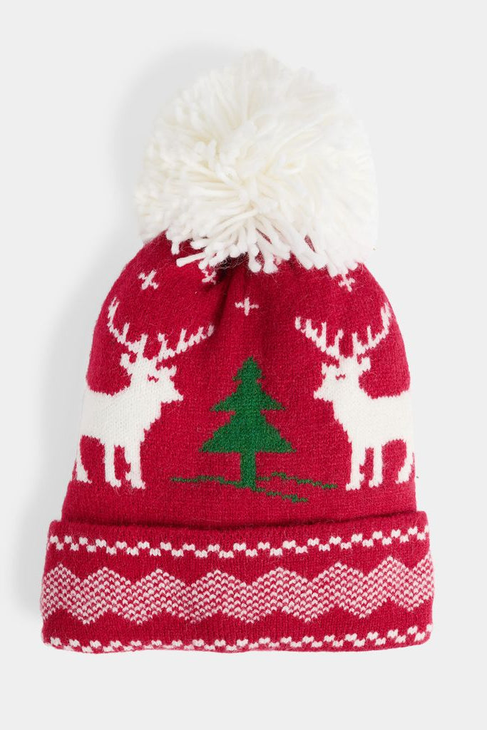Cozy Reindeer Knit Hat