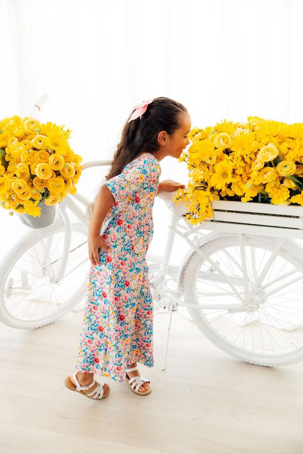Fluttering Flowers Girl's Wide Leg Jumpsuit