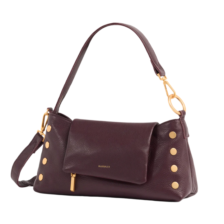 Hamiitt Vip Satchel - Cabernet Pebble/Brushed Gold